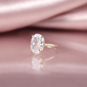 OL1481 Abiding Factory Wholesale Bague en <span class=keywords><strong>or</strong></span> 14K <span class=keywords><strong>18K</strong></span> pour femme, avec moissanite taille ovale glacée de 9x13mm et 5,5 carats, en <span class=keywords><strong>or</strong></span> 585 <span class=keywords><strong>750</strong></span> - Product Image 3