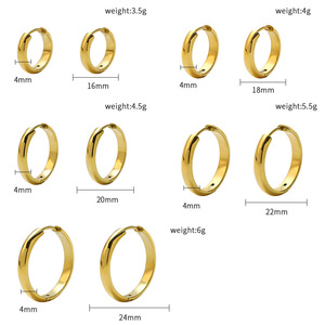 Huggie Earrings Gold Plated Zinc Alloy Stainless Steel <b>Post</b> Geometric Shape Women's Fashion Hoop Earrings - Product Image 4