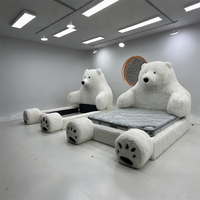 Canapé-lit géant en peluche ours polaire, lit rembourré doux taille King pour chambre à coucher, mobilier pour enfants, canapé en peluche de luxe