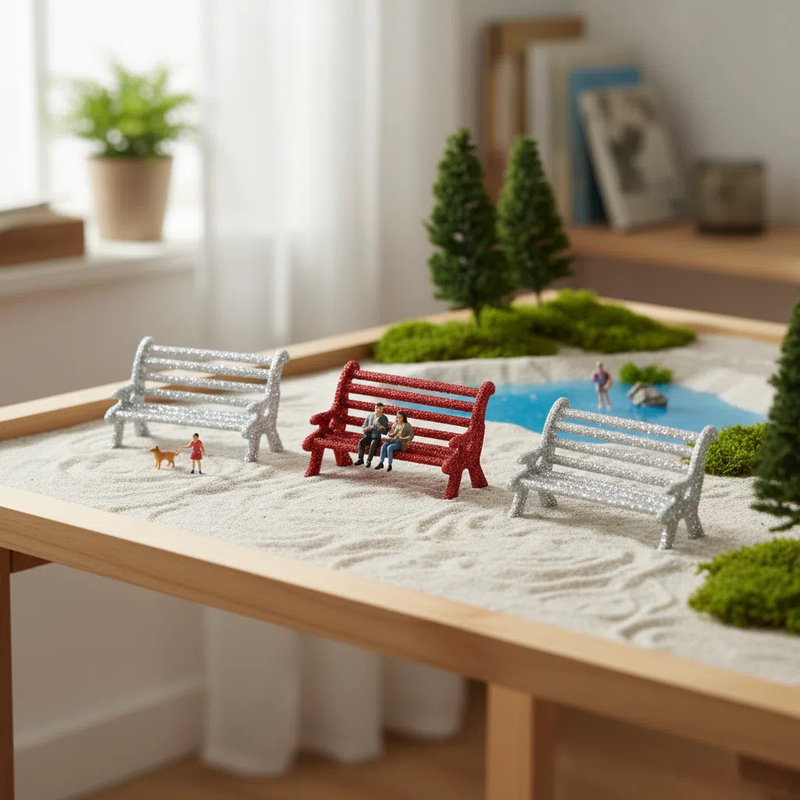 Dollhouse Miniature Plastic Bench Christmas Village
