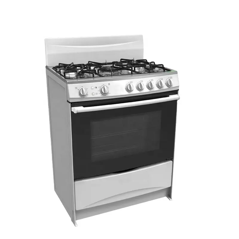 Oven Berdiri Bebas 20 Inci 110-130V, dengan 4 Pembakar Segel Gas dan Lampu Oven