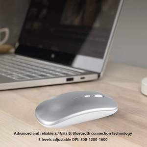 ผู้ผลิตเมาส์ไร้สายบลูทูธ USB ขายส่งเมาส์ไร้สายข้ามพรมแดนแบบชาร์จซ้ำได้ เมาส์บลูทูธแบบเงียบ เมาส์สองโหมด - Product Image 4
