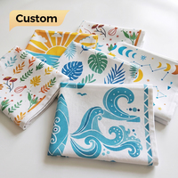 Serviette de cuisine en coton sergé 100% écologique à séchage rapide avec motif floral imprimé numériquement sur mesure