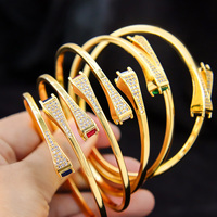 Nouveautés : Ensemble de bijoux de luxe en zircon, bracelets ajustables pour femmes, bracelet et bague plaqués or 18 carats