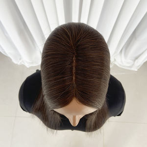 Topper de Cabello Humano Mono 3X5.5 con PU, Cabello Virgen Remy Ruso con Cutícula Alineada, Pieza de Topper de Cabello Mono PU # 1C - Product Image 5