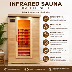 Cabine de sauna extérieure en cèdre durable, style <span class=keywords><strong>spa</strong></span> privé, équipée d'une douche, d'une zone de vestiaire et d'un équipement de relaxation à infrarouge lointain - Product Image 4