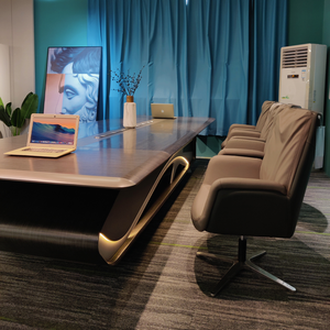 Mesa de conferencia y silla de alta calidad para oficina de lujo, mesa de reunión, muebles de oficina de madera <span class=keywords><strong>Madern</strong></span>, escritorio para sala de reuniones - Product Image 4
