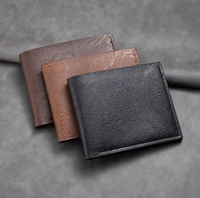 Dompet pendek kulit lembut pria, krfid RFID ramping pemegang kartu bisnis desainer, dompet koin, kartu kredit ID, klip uang