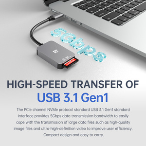 Fb sd4.0 UHS-II TF 3.0 Kim Loại Đầu đọc thẻ USB đen đầu đọc thẻ với micro USB cài đặt hỗ trợ CF SD TF thẻ bên ngoài - Product Image 3
