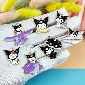 Gantungan Kunci Enamel Anime Kuromi Kucing Setan Lucu Kartun Baru untuk Pembuatan Perhiasan Anting Kalung Wanita - Product Image 1