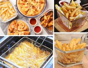 Gran oferta de alambre de malla de acero inoxidable, Mini cestas cuadradas para freír patatas fritas, diseño de Metal profundo para coladores y coladores - Product Image 6