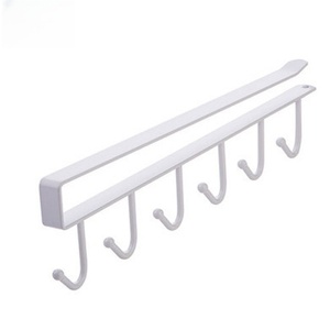 Wholesale Multifunctional 6-<b>Hook</b> Coffee Cup Mug Holder Black and White Iron <b>Shelf</b> for Kitchen Cabinet Sundries Organizer Storage - Product Image 2