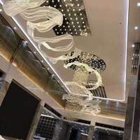 Lustre moderne en forme de ruban de soie de grande taille, suspendu au plafond, salon, hall d'hôtel, banquet, grand projet, doublure en verre personnalisée