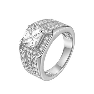 Luxury Princess Cut Moissanite 925 Sterling Silver Pave Wide Band Statement Gentleman Engagement Wedding Promise <b>Ring</b> <b>For</b> <b>Men</b> - Product Image 2