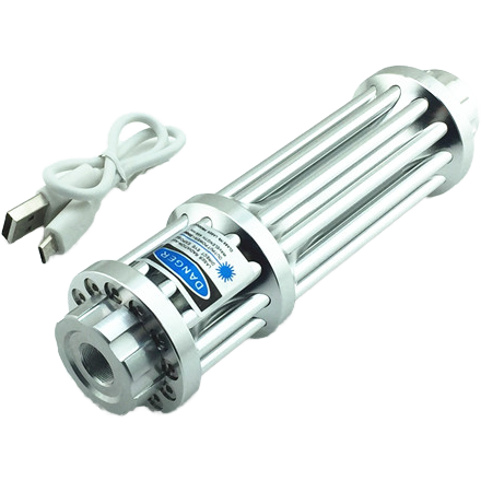 XPL-BL810UB1000 USB Rechargeable Aluminum Alloy Burning Gatling 450nm Blue Laser Pointer 2-5km Distance Signal