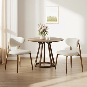 Sillas de Comedor Modernas Tosee - Respaldo Curvo de Tela Beige Claro, Patas de Madera Maciza Marrón Claro, 1 Año de Garantía para Cocina y Comedor - Product Image 6