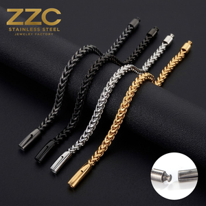 Pulseira Masculina de Aço Inoxidável Elo de Trigo 6mm de Largura 21cm Banhada a Ouro 18K com Fecho Barril Atacado - Product Image 1