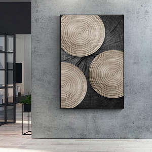 Pintura abstrata em tela de textura de madeira, dourado, preto, posteres e impressões, modernas, imagens de arte de parede para sala, decoração de casa - Product Image 4