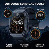 Montre connectée GPS étanche 3ATM K78, batterie de 1000 mAh, grand écran carré HD de 1,95 pouces, montre connectée GPS tactique pour homme