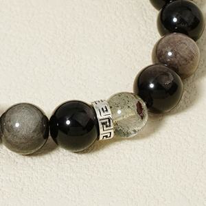 Augmenter l'énergie guérison spirituelle pierre naturelle bijoux 10mm vert fantôme cristal charme noir <span class=keywords><strong>obsidienne</strong></span> perle <span class=keywords><strong>Bracelet</strong></span> pour hommes - Product Image 3