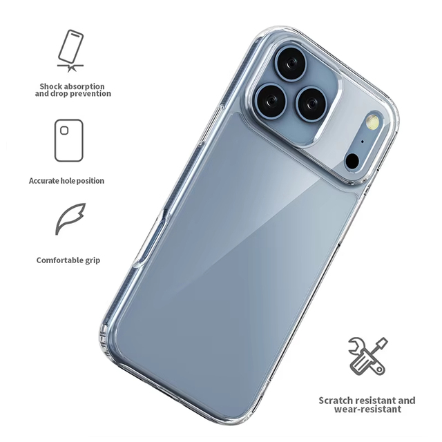 TPU PC Transparent Mobile Cover Case for iPhone 17 Pro Max Higher Than the Lens New Technology Corner Super Shockproof
