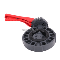 Vanne papillon industrielle manuelle en plastique PVC à double excentrique, résistante à l'usure, avec manette ou manivelle