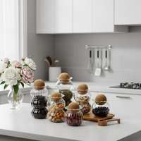 Bocal en verre de cuisine avec couvercle sphérique décoratif en liège, hermétique et fiable, pour un stockage professionnel