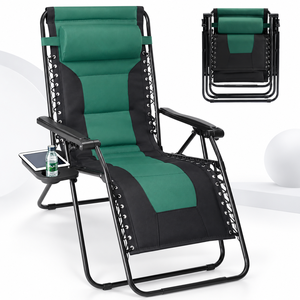 Heavy Duty Sleeve Encased Zero Gravity <b>Chair</b> Folding Outdoor <b>Reclining</b> Lounge <b>Chair</b> with Headrest for Beach Patio Garden - Product Image 2