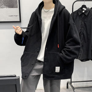 Sudadera con capucha y cremallera con logotipo personalizado, suéter de algodón para hombre, abrigo de color sólido, modelos de otoño e invierno, cómodo y fresco. - Product Image 1