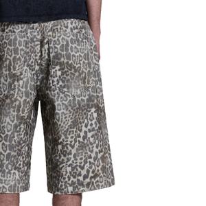 Shorts en jean baggy pour homme, imprimé léopard, délavé, style rétro, longueur genou, tissé, haute qualité, pour l'entraînement, Jorts - Product Image 4