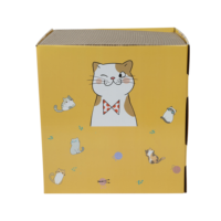 Maison pour chat en carton ondulé en vrac - Modèle de graffiti DIY à imprimé animal de dessin animé pour les importateurs transfrontaliers
