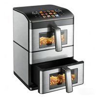 Friteuse à air ANWELL entièrement métallique, intelligente, électrique, numérique, en acier inoxydable, avec double chauffage supérieur et inférieur