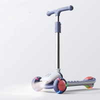 Trottinette 2 en 1 réglable avec lumière LED, trottinette pliable à 3 roues avec siège pour enfants de 3 à 8 ans