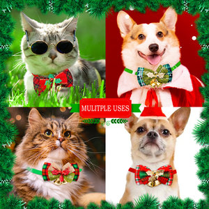 Kingtale Colliers de Noël pour chat Breakaway avec nœud élégant Collier de <span class=keywords><strong>chaton</strong></span> de Noël à carreaux rouges et verts avec cloche <span class=keywords><strong>Noeud</strong></span> <span class=keywords><strong>papillon</strong></span> amovible - Product Image 3