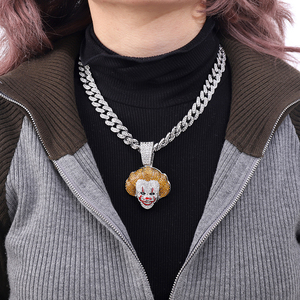 Collana a catena cubana Punk <span class=keywords><strong>Rock</strong></span> placcata in oro con diamanti gioielli Hip Hop per donne uomo dollaro Boss regina croce collana cuore - Product Image 6