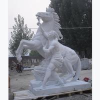 Jardin vivant licorne sauteuse blanche grandeur nature grecque Fenshui 2 debout Reining noir tête de cheval buste sculpture Statues