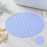 Tapis antidérapant rond en TPE pour salle de bain avec ventouses et trous de drainage, conception anti-chute pour douche