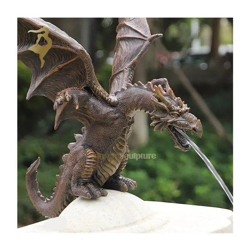 Fábrica al por mayor decoración de jardín rociado de agua estatua de dragón escultura de fuente