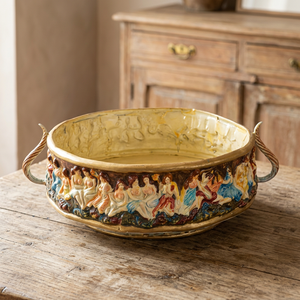 Jardinière décorative sculptée à la main avec poignées torsadées, pot à plantes traditionnel en métal pour mariage, anniversaire, Rajasthan - Product Image 1