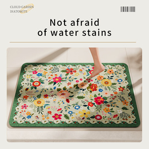 Alfombra de baño floral rectangular de tierra de diatomeas absorbente y antideslizante para baño - Product Image 2