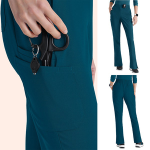 Women's Scrub Set Four Way Stretch Moisture Wicking V Neck Top And Pants For Medical Beauty Salon Uniforms Size S XXL - Product Image 2
