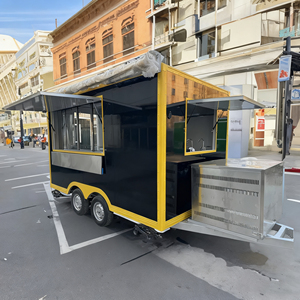 Camion de nourriture multifonctionnel d'extérieur, glace, hot-dogs, camion de nourriture en acier inoxydable à 4 roues, capacité personnalisable, stand de rue - Product Image 3
