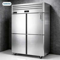 Congélateur vertical commercial robuste à 4 portes en acier inoxydable, réfrigérateur de type armoire pour cuisine de restaurant, unité de refroidissement