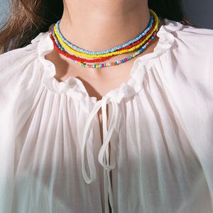Collier ras du cou style Ins en perles colorées, fait main, multicouche, chaîne de cou perlée, bijoux quotidiens élégants pour femmes - Product Image 1