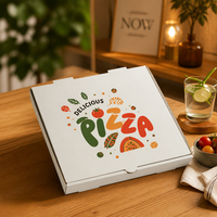 Boîte à pizza blanche pliable avec couvercle verrouillable, en carton alimentaire, pour la restauration, les chaînes de restaurants et l'emballage alimentaire de détail
