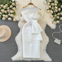 Vestidos de Boutique al por Mayor, Nueva Colección de Primavera, Vestido Ajustado para Mujer, Diseño Francés de Alta Gama, Elegante Vestido Midi Dulce de Verano para Chicas, Vestidos Formales