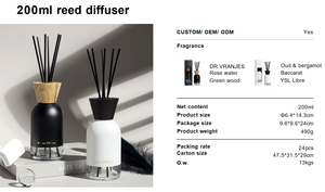 Sang Trọng 200Ml Thủy Tinh Mờ Màu Đen Và Trắng Reed Khuếch Tán Với Thuốc Đuổi Muỗi Lâu Dài Hương Thơm Tươi Cho Nhà & Đám Cưới - Product Image 4