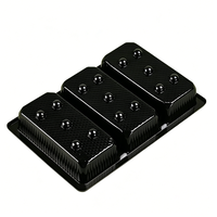 Boîte blister noire mate sur mesure, plateau en plastique à compartiments multiples pour le stockage séparé des pâtisseries, des biscuits et des en-cas
