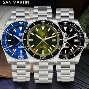 นาฬิกา San Martin SN0136 39 มม. รุ่น Diver GMT หน้าปัดเคลือบเอนาเมล NH34 ตัวเรือนสแตนเลสสตีล นาฬิกาข้อมือผู้ชายสุดหรู ระบบอัตโนมัติ เครื่องจักรกล แซฟไฟร์ พร้อมพรายน้ำ - Product Image 2