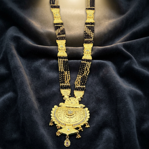 Wholesale 24K Micro Gold AD Stone Long Mangalsutra With Big Pendant, Traditional Wedding Jewelry, Forming AD Stone Mangalsutra. - Product Image 2